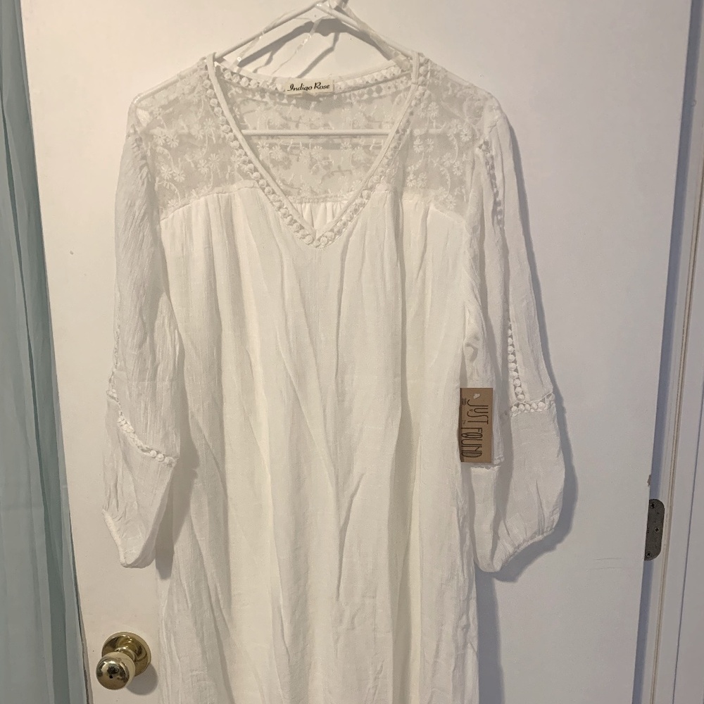 White Gauze Dress by Just Found/Indigo Rose, Size 2x NWT